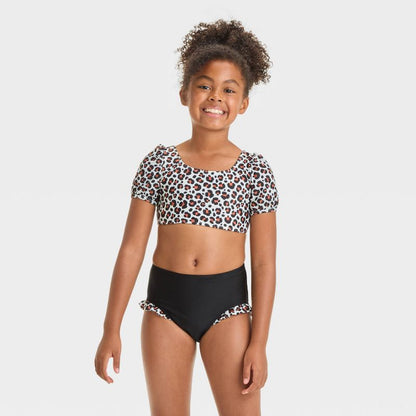 Girls' Leopard Spot Printed Bikini Set - Cat & Jack™ Black
