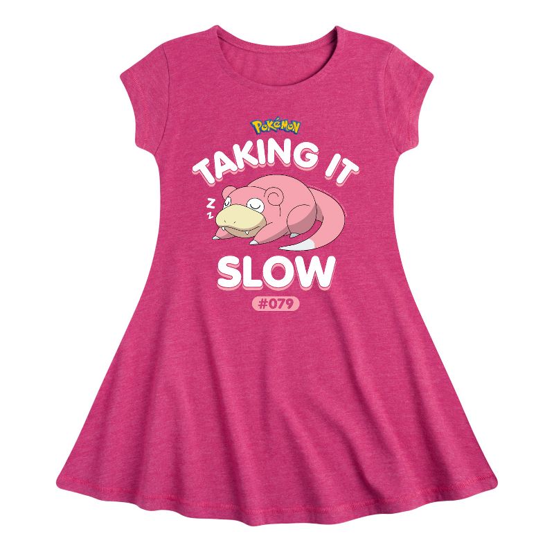 Girls' - Pokémon - Slowpoke Taking It Slow Fit & Flair Cap Sleeve Dress