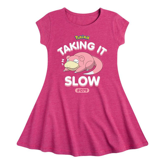 Girls' - Pokémon - Slowpoke Taking It Slow Fit & Flair Cap Sleeve Dress