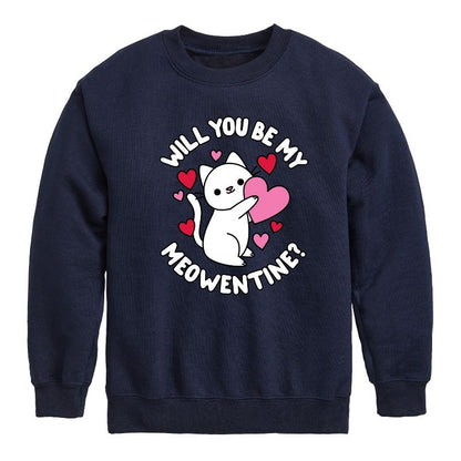 Boys' - Instant Message - Valentine's Day Be My Meowentine Graphic Long Sleeve Fleece Sweatshirt