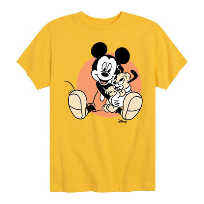 Boys' - Disney - Mickey Mouse Hugs His Puppy Short Sleeve Graphic T-Shirt