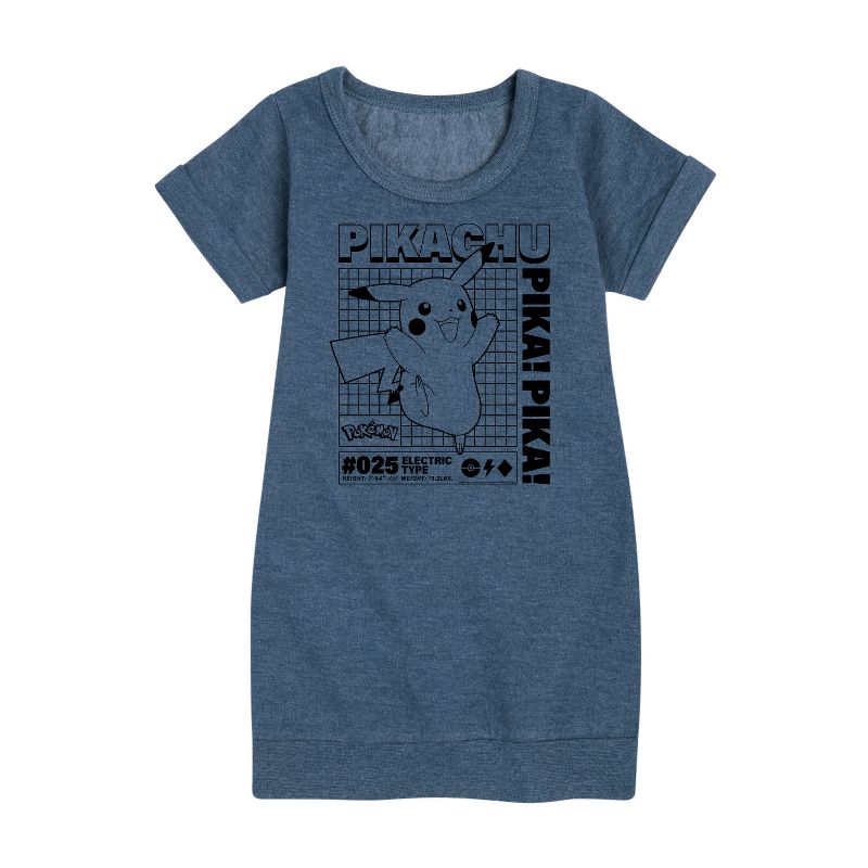 فستان صوف بأكمام قصيرة بتصميم رسومي للفتيات - بوكيمون - بيكاتشو - معلومات