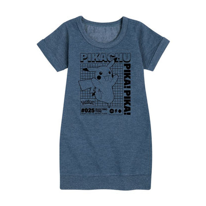 فستان صوف بأكمام قصيرة بتصميم رسومي للفتيات - بوكيمون - بيكاتشو - معلومات