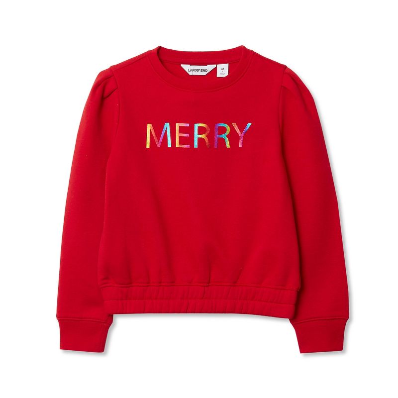 بلوزة Lands' End للأطفال برقبة دائرية وأكتاف منتفخة