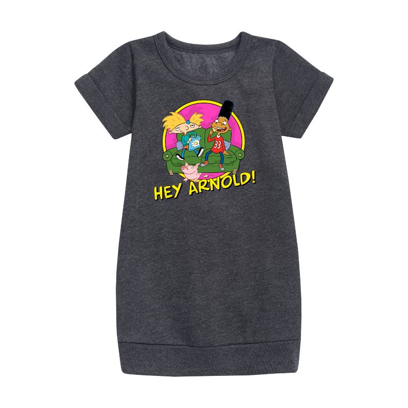 Girls' - Hey Arnold! - Arnold and Friends Graphic Short Sleeve Fleece Dress