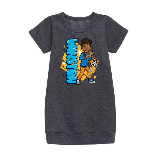 Girls' - Karma's World - Winston Graphic Short Sleeve Fleece Dress