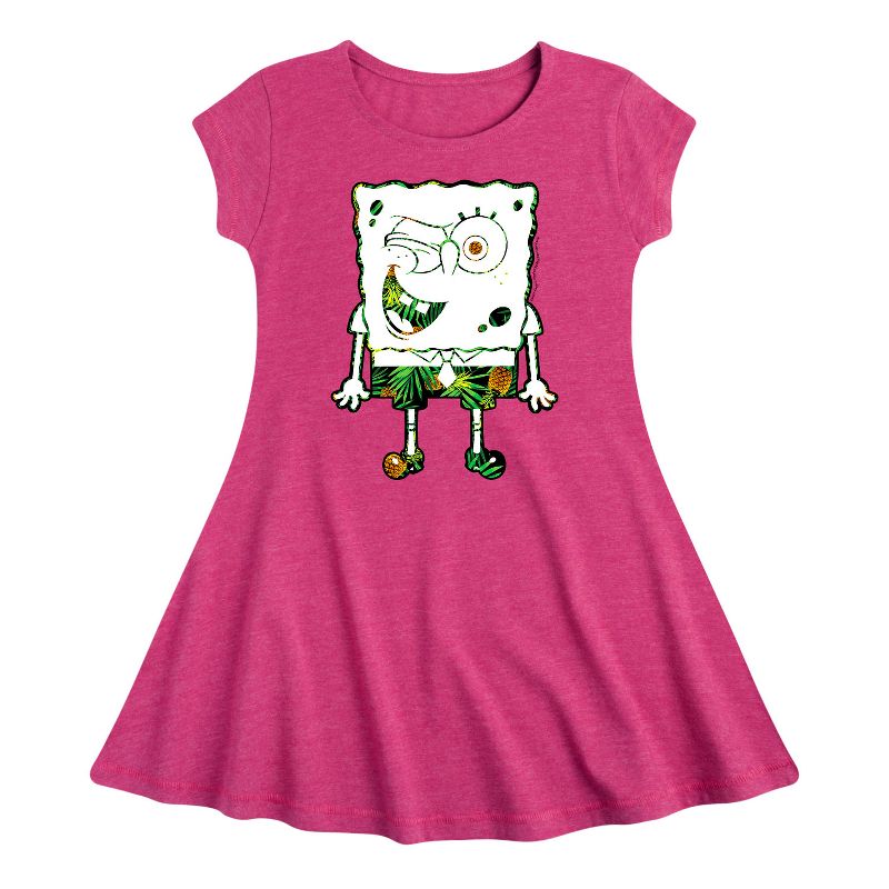Girls' - SpongeBob SquarePants - Pineapple Art Fit & Flair Cap Sleeve Dress