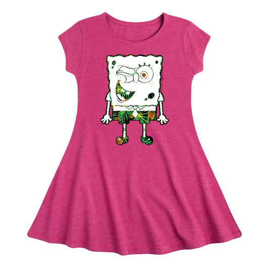 Girls' - SpongeBob SquarePants - Pineapple Art Fit & Flair Cap Sleeve Dress