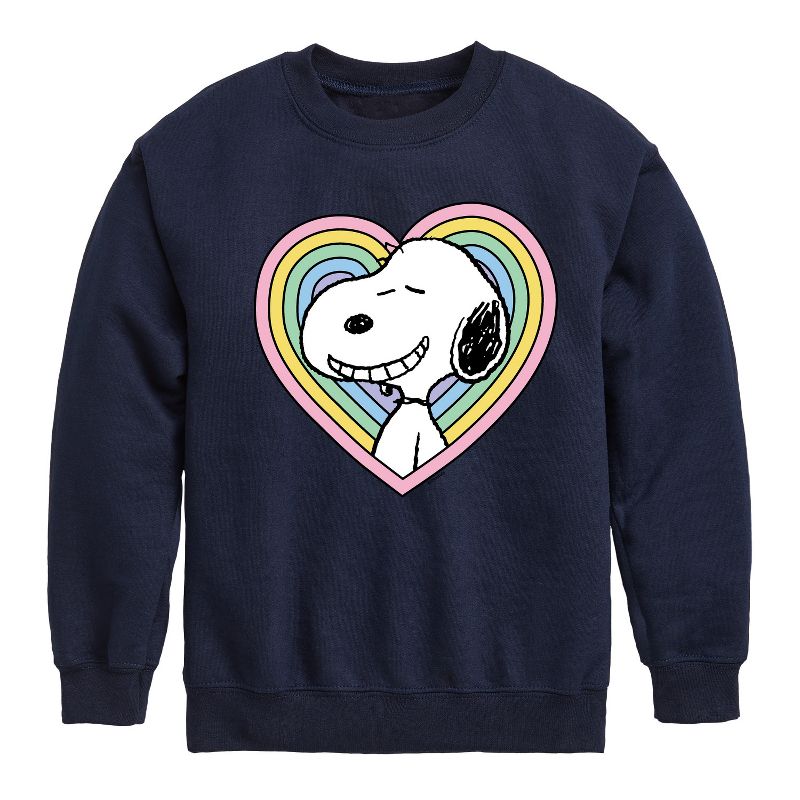 Boys' - Peanuts - Snoopy Heart Graphic Long Sleeve Fleece Sweatshirt