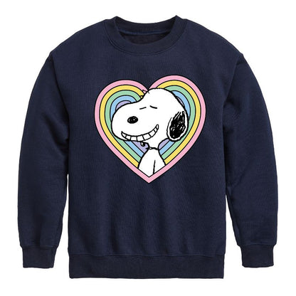 Boys' - Peanuts - Snoopy Heart Graphic Long Sleeve Fleece Sweatshirt