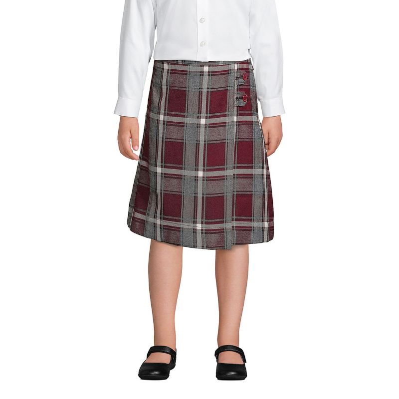 Lands' End School Uniform Kids Plaid A-line Skirt Below the Knee