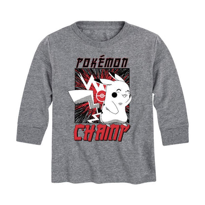 تي شيرت جرافيكي بأكمام طويلة بتصميم شامب بيكاتشو للأولاد - بوكيمون