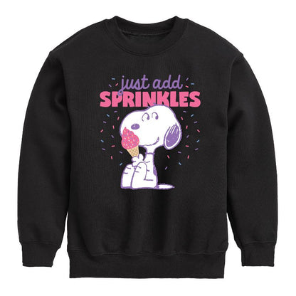 Boys' - Peanuts - Just Add Sprinkles Graphic Long Sleeve Fleece Sweatshirt