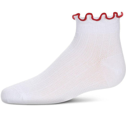 Memoi Girls' Colored Ruffle Anklet Socks