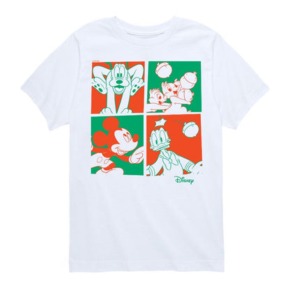 Boys' - Disney - Mickey Donald Pluto Chip and Dale Christmas Grid Short Sleeve Graphic T-Shirt