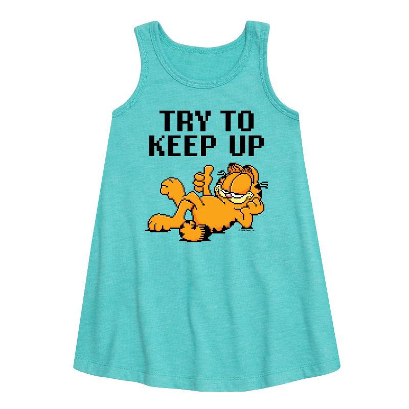 Girls' - Garfield - Try To Keep Up Graphic Sleeveless Aline Dress