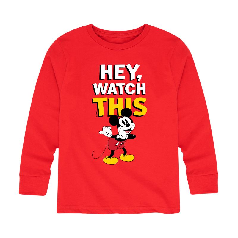 Boys' - Disney - Mickey Watch This Long Sleeve Graphic T-Shirt
