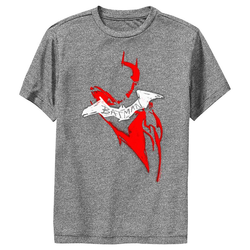 Boy's The Batman Artistic Red & White Graffiti Performance Tee