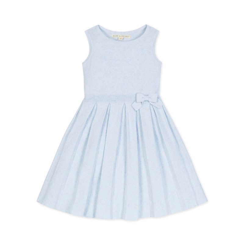 فستان سويت شيرت بدون أكمام ومطوي من Hope &amp; Henry Heirloom للفتيات مع فيونكة، للأطفال