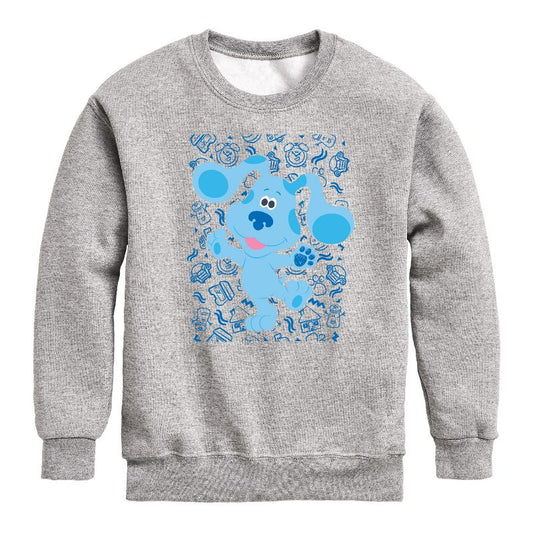 Boys' - Blue's Clues & You! - Blue Waves Hello Graphic Long Sleeve Fleece Sweatshirt