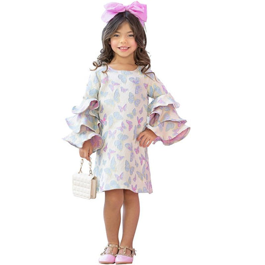 Fluttering Butterfly Ruffle Sleeve Dress Mia Belle Girls
