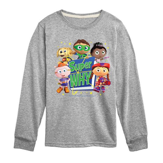 تي شيرت جرافيكي بأكمام طويلة من Super Why - للأولاد - Whyatt And Friends