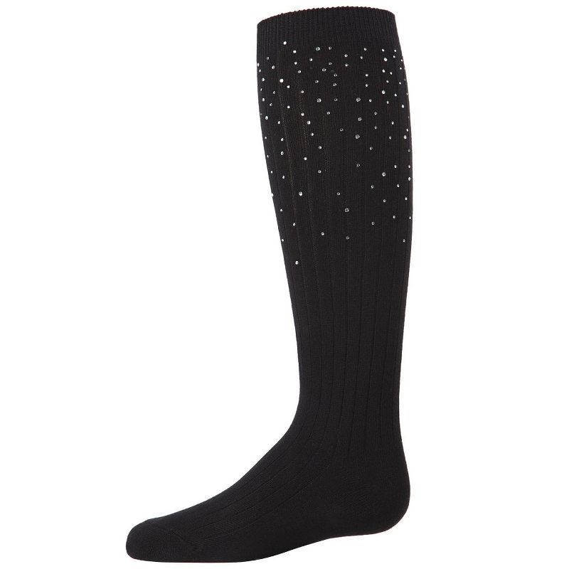 Memoi Girls' Ribbed Gemstone Knee High Socks