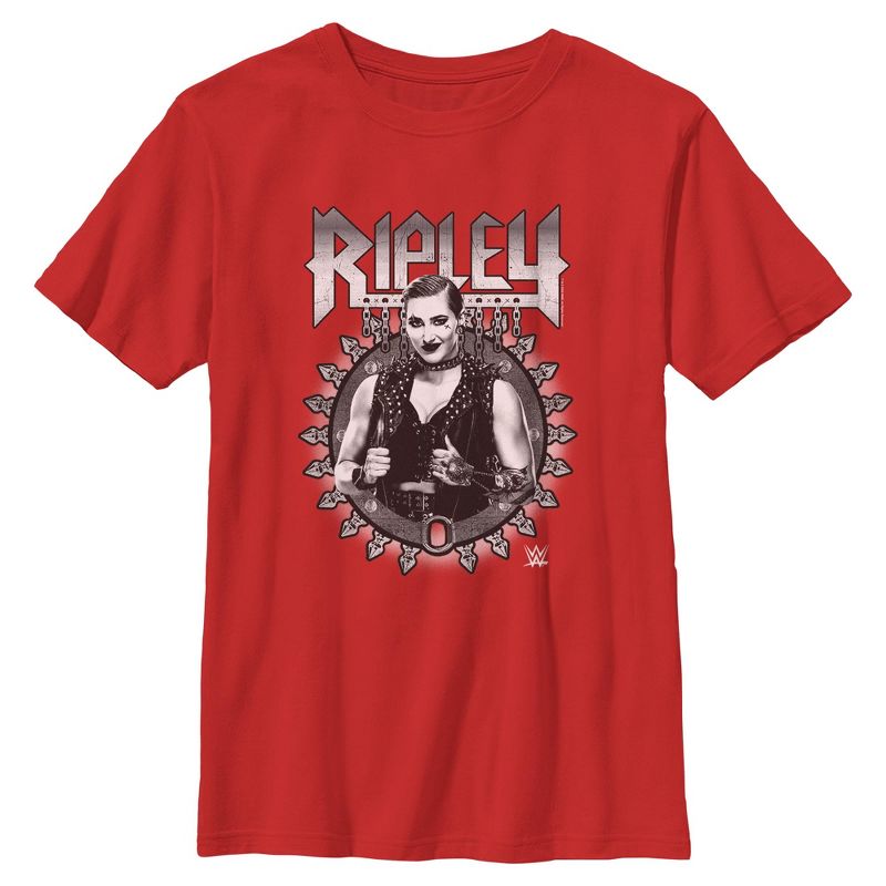 تي شيرت WWE Ripley باللونين الأبيض والأسود للأولاد