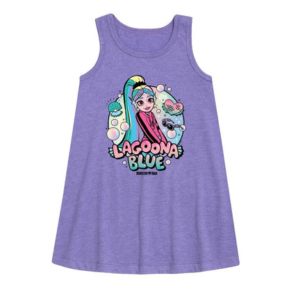 Girls' - Monster High - Lagoona Blue Bubbles Graphic Sleeveless Aline Dress