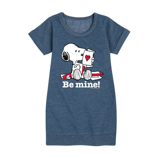 Girls' - Peanuts - Be Mine Snoopy Graphic Short Sleeve Fleece Dress