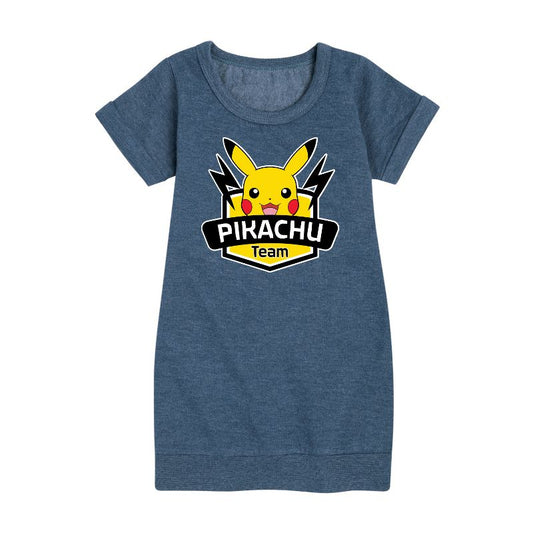 Girls' - Pokémon - Team Pikachu Graphic Short Sleeve Fleece Dress