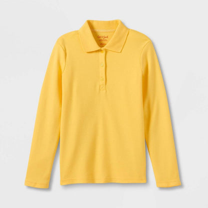 Girls' Long Sleeve Interlock Uniform Polo Shirt - Cat & Jack™