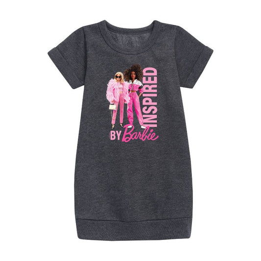 Girls' - Barbie - Inspired By Barbie Graphic Short Sleeve Fleece Dress