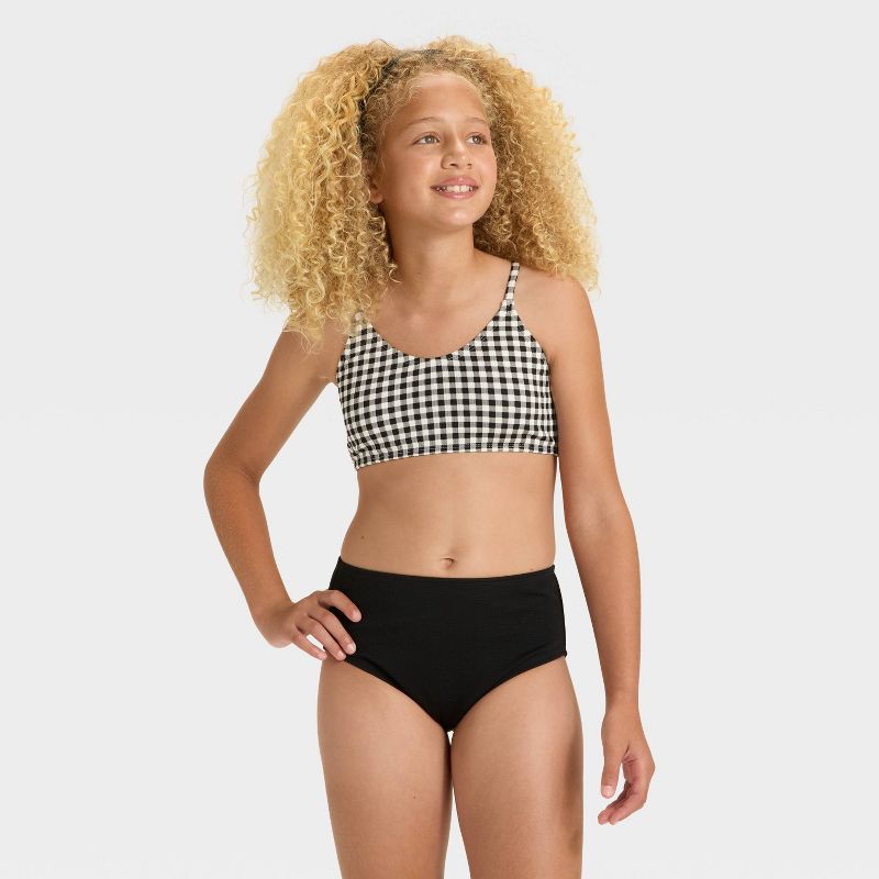 Girls' Gingham Summer Bikini Set - art class™ Black