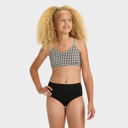 Girls' Gingham Summer Bikini Set - art class™ Black