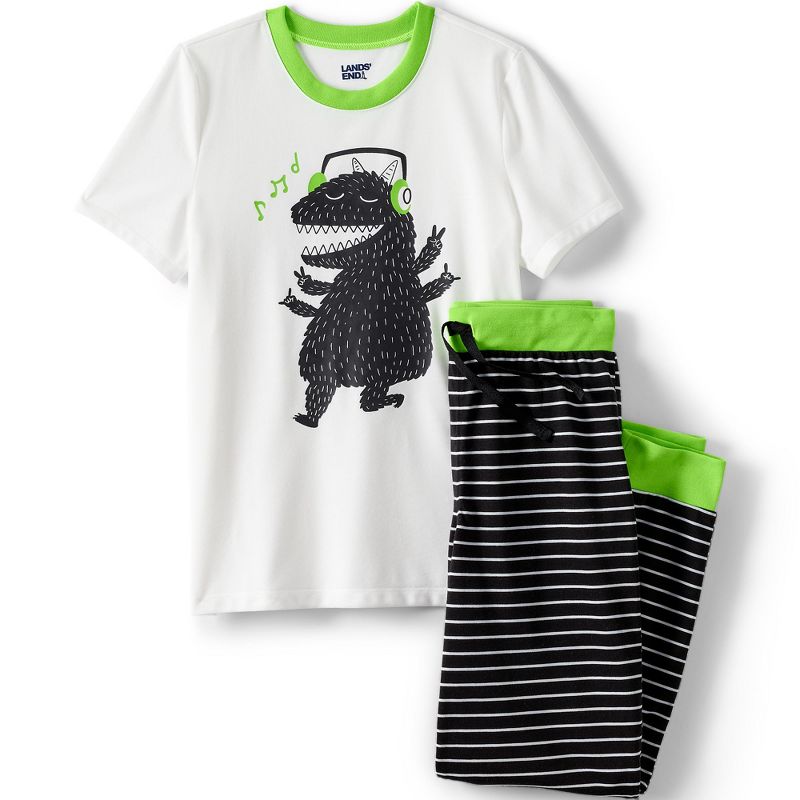 Lands' End Kids Short Sleeve Top and Jogger Bottom Pajama Set