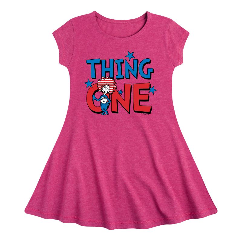 Girls' - Dr. Seuss - American Thing One Fit & Flair Cap Sleeve Dress