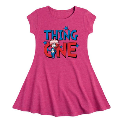 Girls' - Dr. Seuss - American Thing One Fit & Flair Cap Sleeve Dress