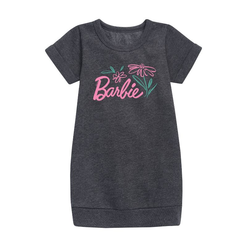 Girls' - Barbie - Easter Graphic Short Sleeve Fleece Dress