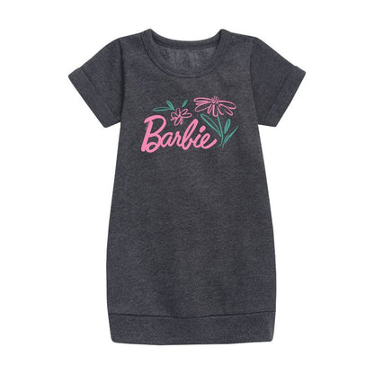 Girls' - Barbie - Easter Graphic Short Sleeve Fleece Dress