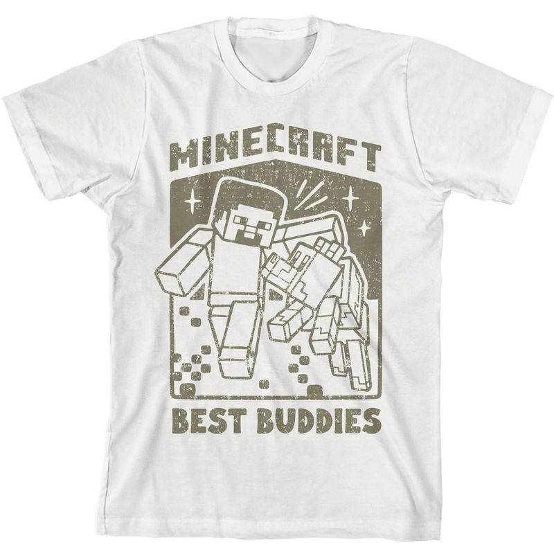 تي شيرت أبيض للأولاد من Minecraft Best Buddies Youth