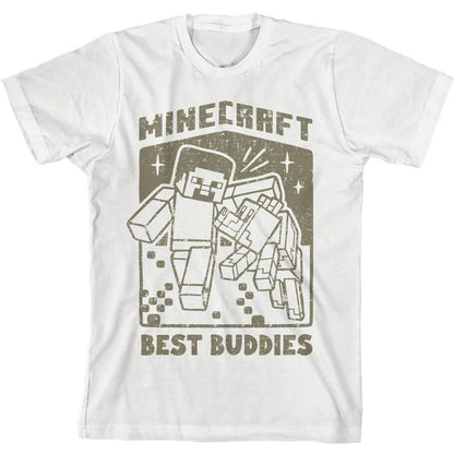 تي شيرت أبيض للأولاد من Minecraft Best Buddies Youth