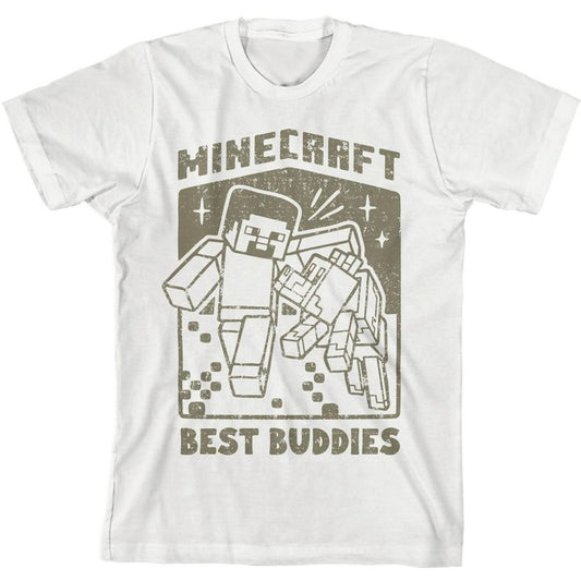 تي شيرت أبيض للأولاد من Minecraft Best Buddies Youth