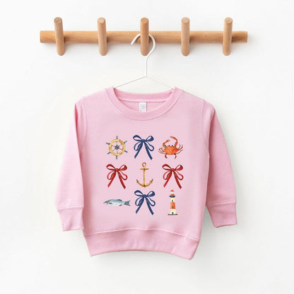 The Juniper Shop Coquette Nautical Collage Toddler Graphic Sweatshirt