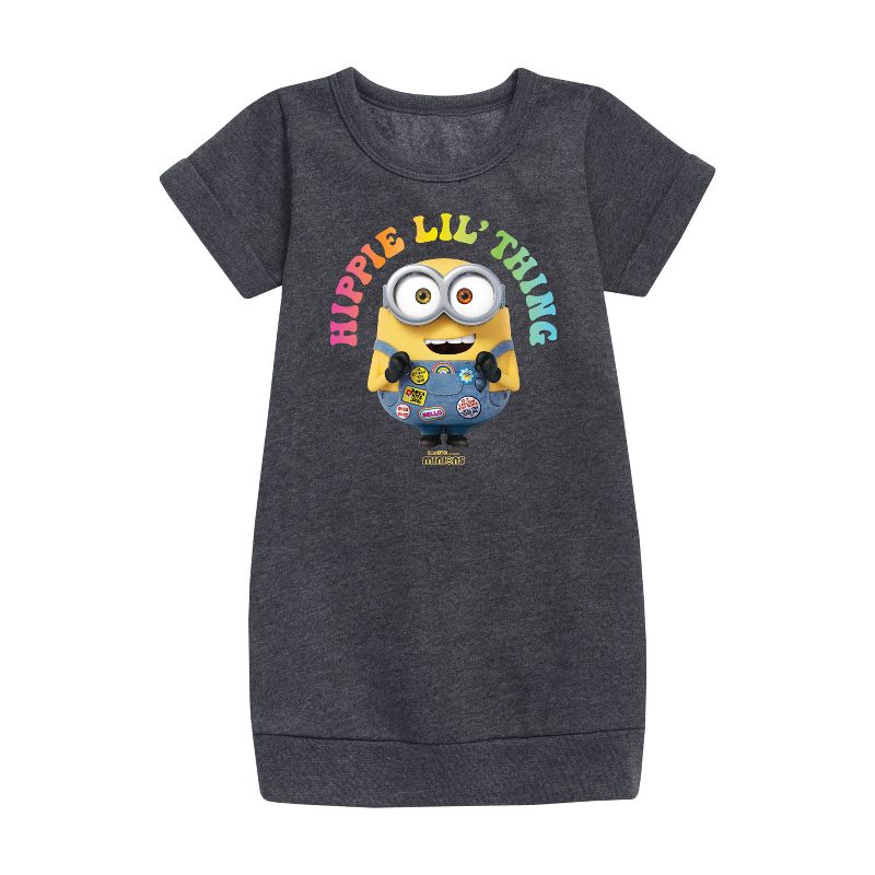 Girls' - Despicable Me Minions - Hippie Lil' Thing Graphic Short Sleeve Fleece Dress