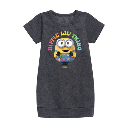 Girls' - Despicable Me Minions - Hippie Lil' Thing Graphic Short Sleeve Fleece Dress