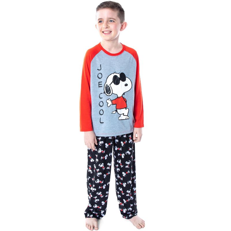 Peanuts Boys' Joe Cool Snoopy 2 PC Set Raglan Shirt Pajama Pant Lounge