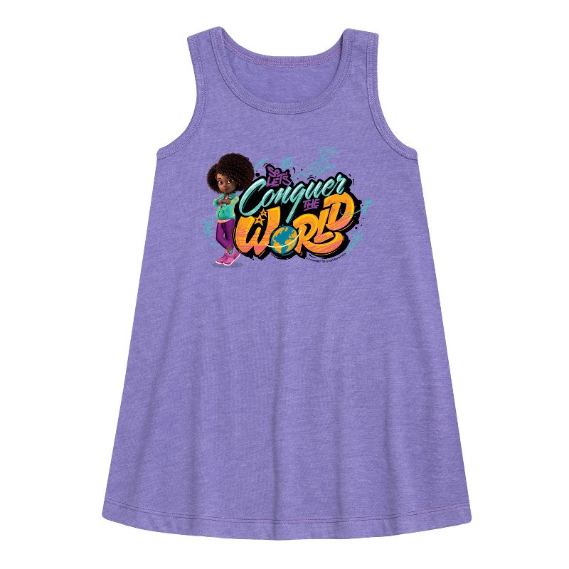 فستان بناتي - عالم الكارما - غزو العالم - فستان جرافيكي بدون أكمام