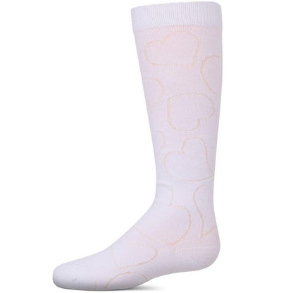 Memoi Girls Stretch Cotton Multi Heart Design Knee Sock