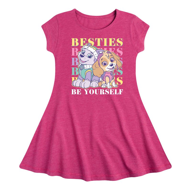 Girls' - Paw Patrol - Everest and Skye Besties Be Yourself Fit & Flair Cap Sleeve Dress